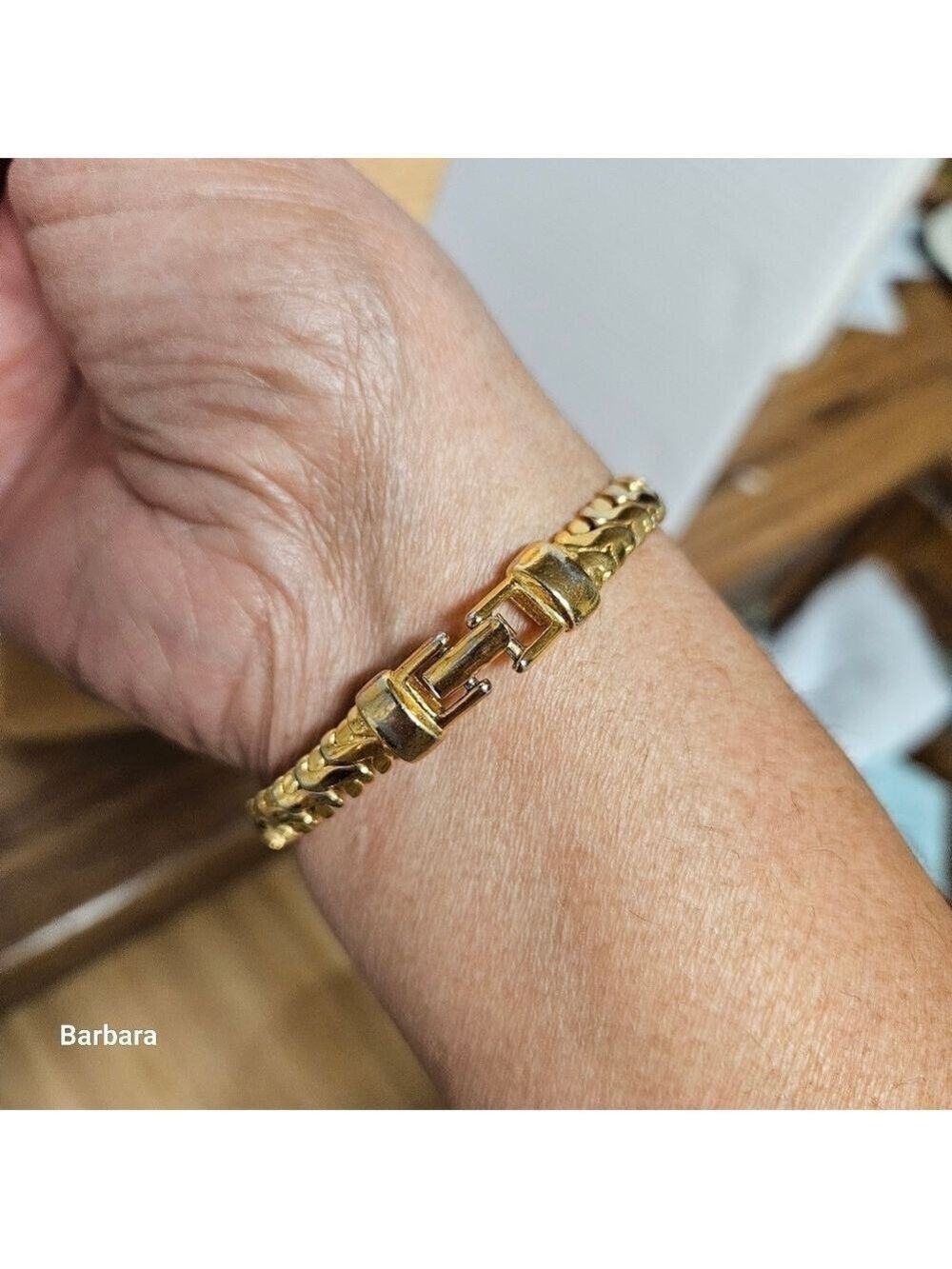 Vintage 90s Monet Gold-tone Cuban Link Bracelet - Picture 2 of 5